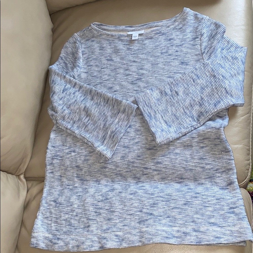 PURE JILL Blue White Variegated Knit  3/4 sleeve!